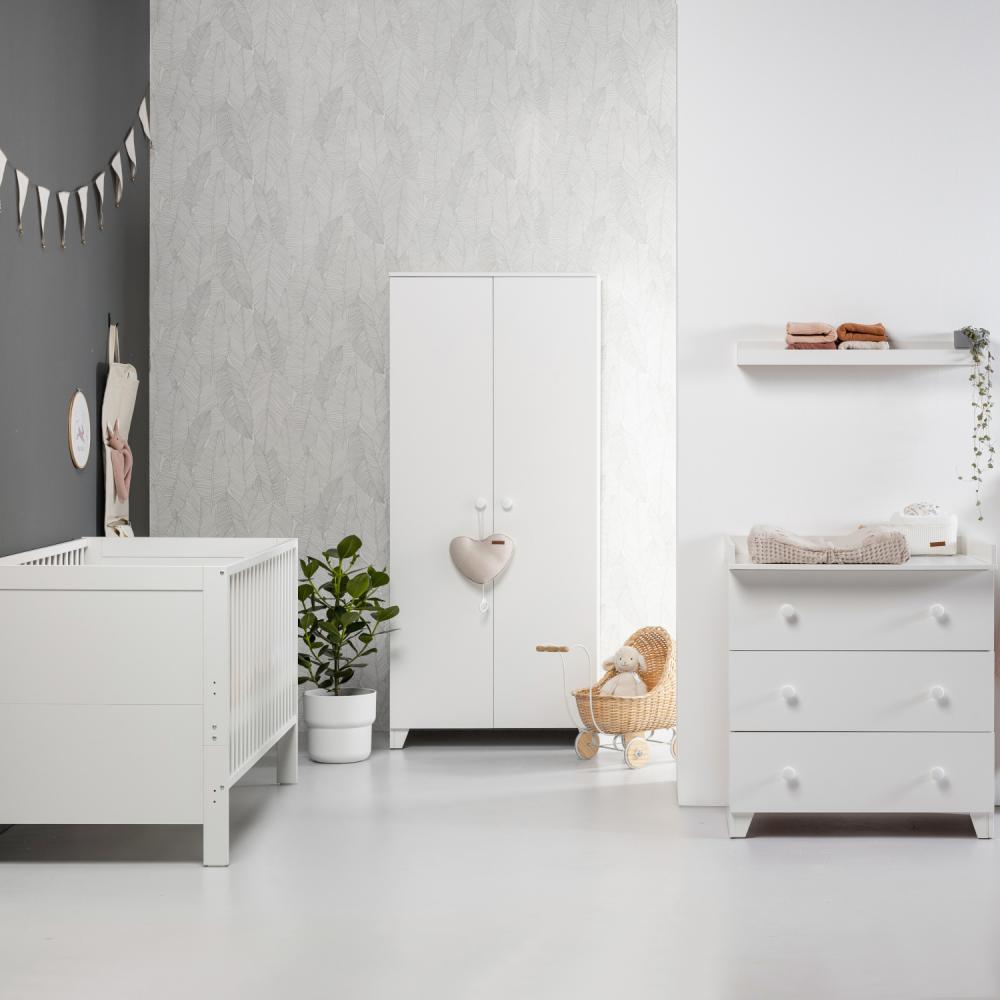 Europe Baby Sarah Babyzimmer Weiß | Bett 70 x 140 cm + Kommode + Schrank Weiß Bild 1
