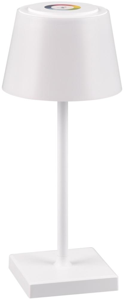 Akku Aussen Tischleuchte in Weiß LED SANCHEZ Lampe mit USB Anschluss Farbwechsler ca. 30 cm Bild 1