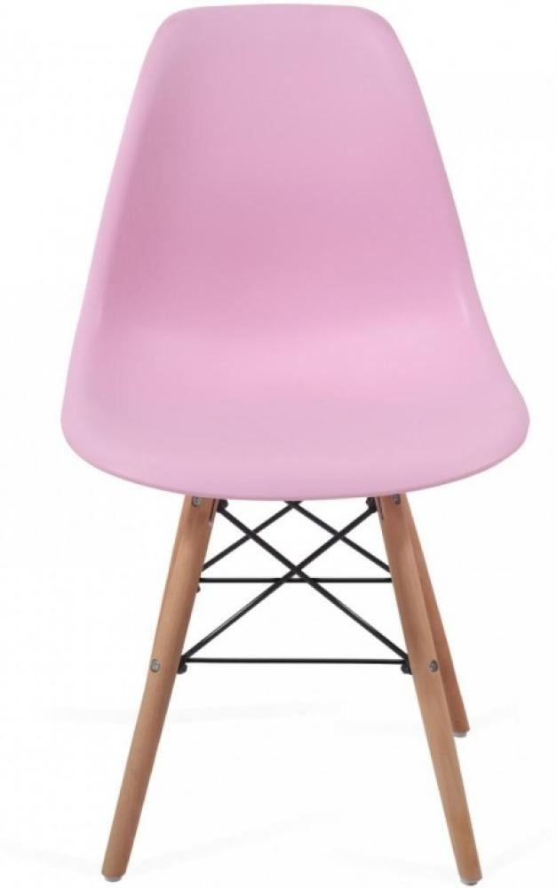 MIADOMODO® 4er-Set Esszimmerstühle, Kunststoff/Metall & Massivholz rosa Bild 1