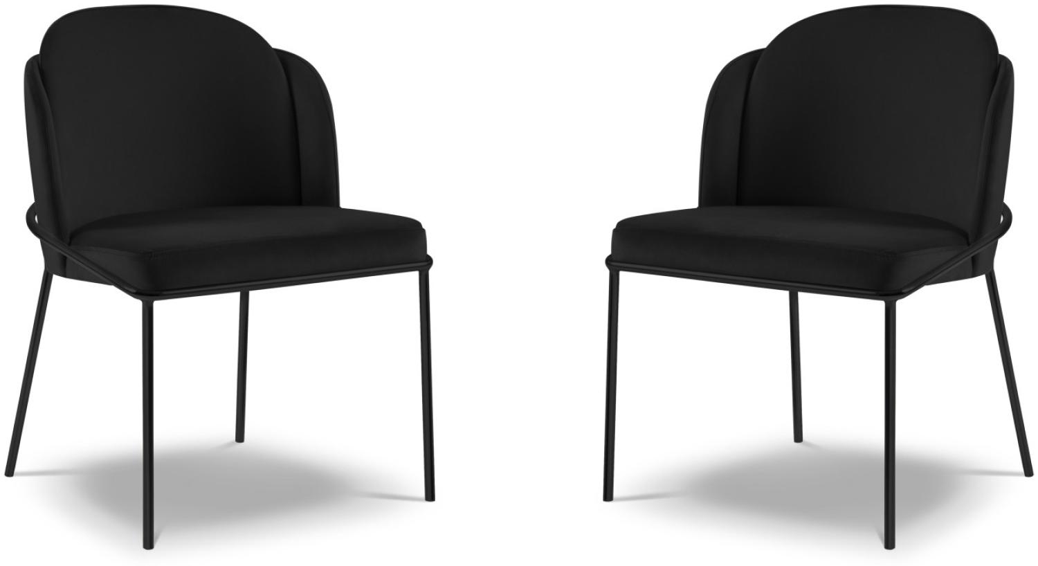 Micadoni 2er Set Stühle Limmen | Bezug Black | Beinfarbe Black Metal Frame Bild 1