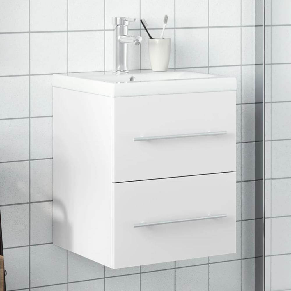 Waschbeckenunterschrank mit Einbaubecken Weiß 3278755 Bild 1