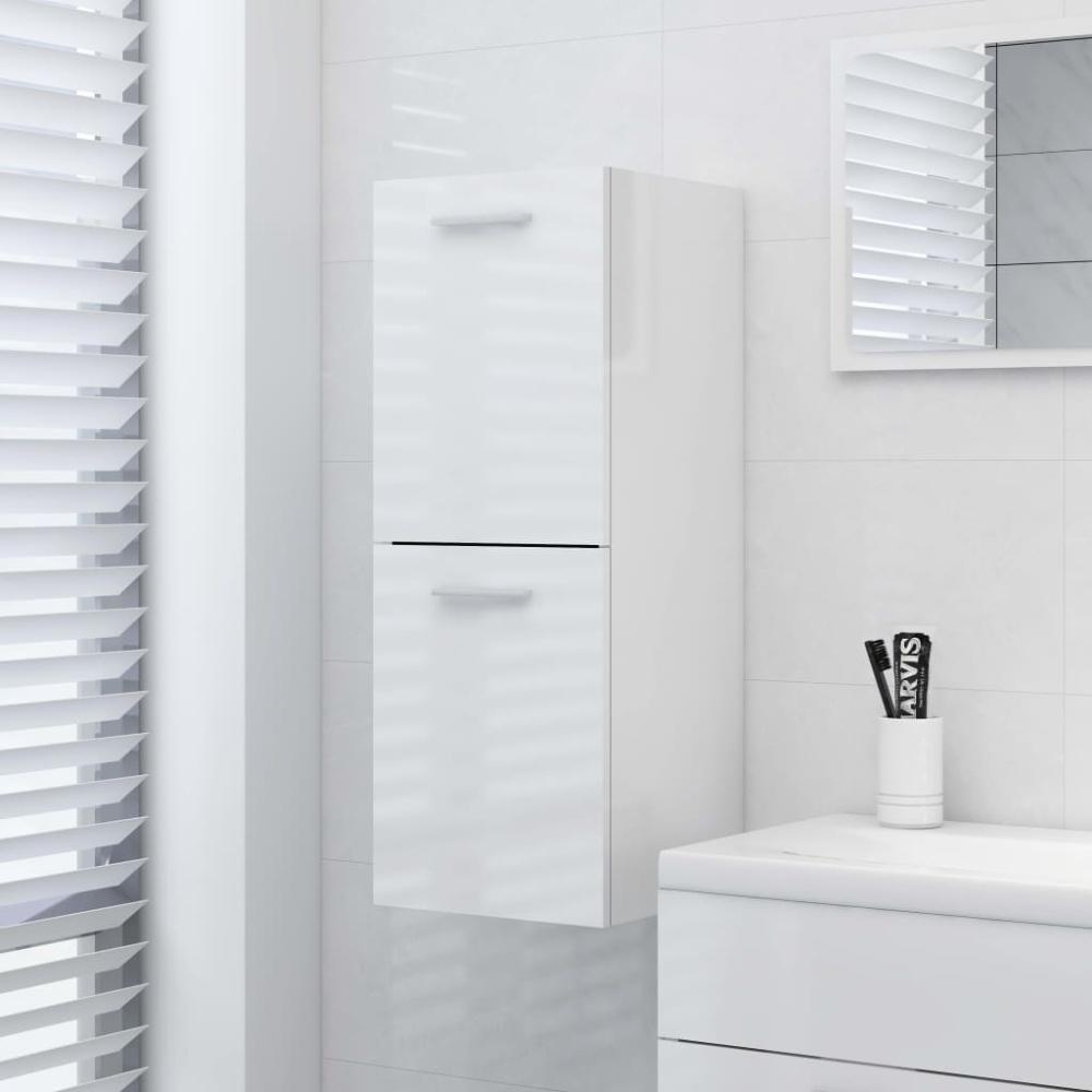 Badezimmerschrank Hochglanz-Weiß 30x30x80 cm Holzwerkstoff Bild 1