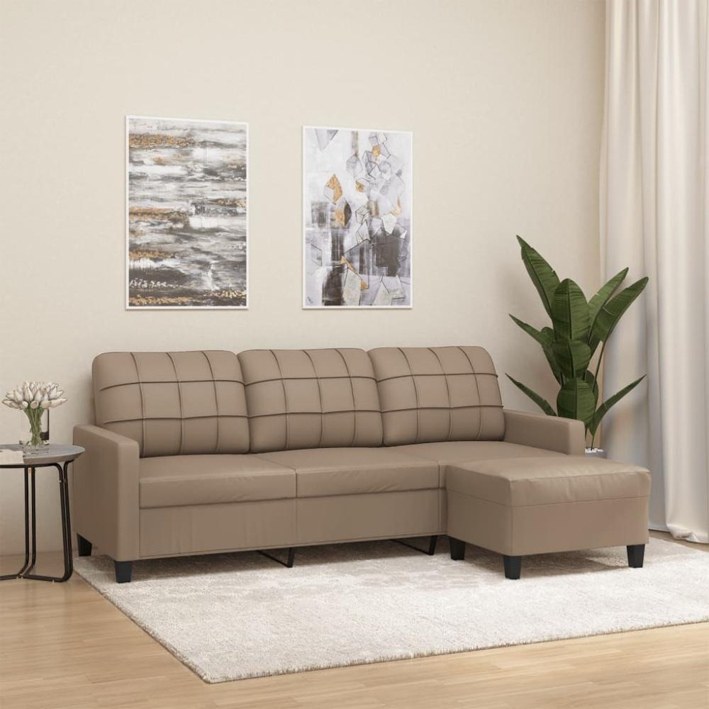 vidaXL 3-Sitzer-Sofa mit Hocker Cappuccino-Braun 180 cm Kunstleder Bild 1