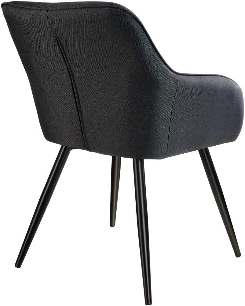 2er Set Stuhl Marilyn Leinenoptik, schwarze Stuhlbeine - schwarz Bild 1
