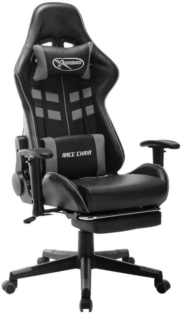 vidaXL Gaming-Stuhl mit Fußstütze Schwarz und Grau Kunstleder [20514] Bild 1