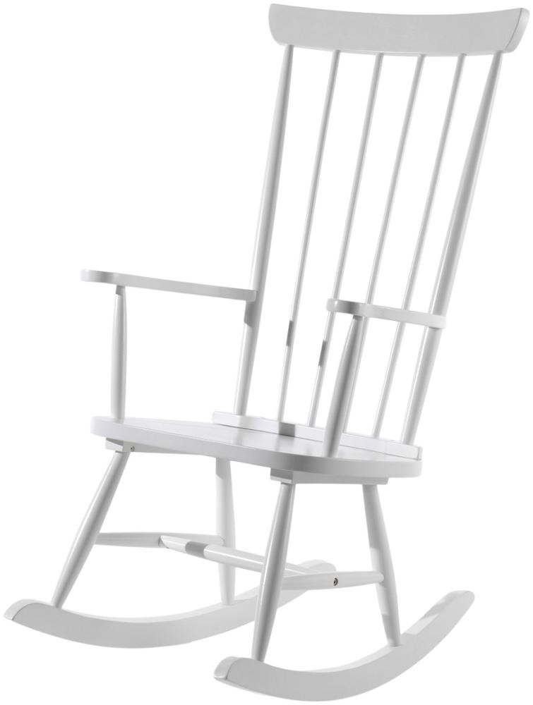 Rocking Chair Schaukelstuhl Gummibaum Weiß Bild 1