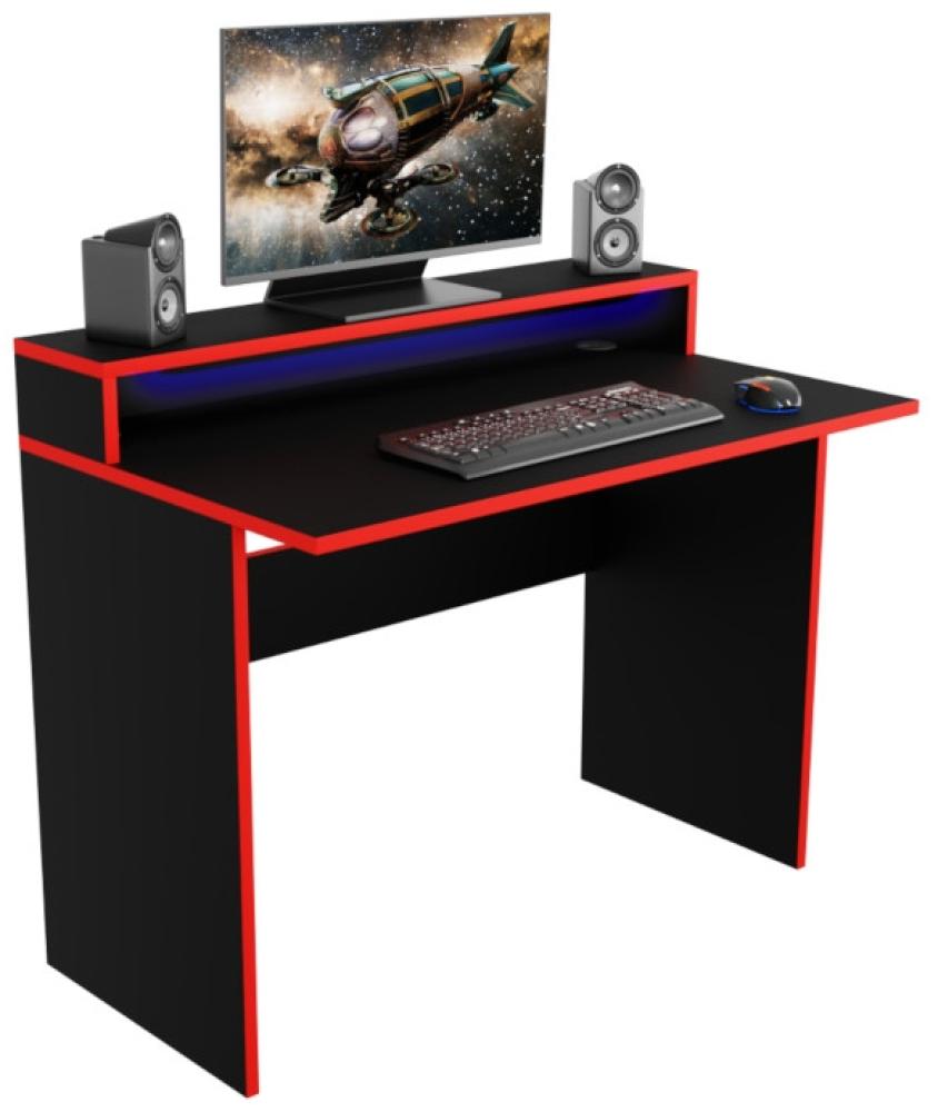 Gaming Tisch KADET + LED, 100x86x50, schwarz Bild 1