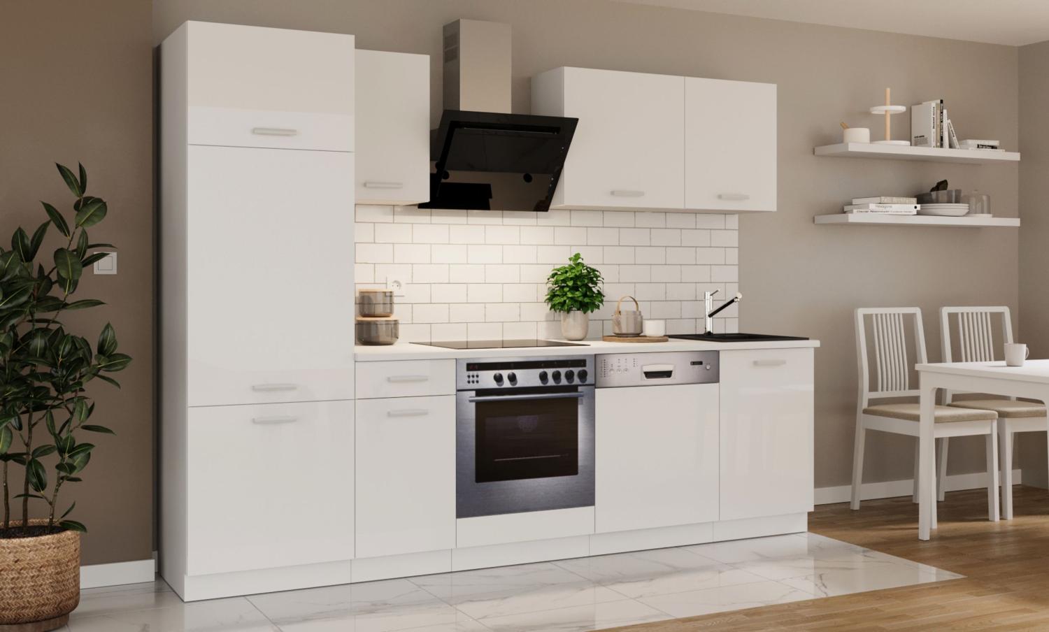 Küche 'Toni' Küchenzeile, Küchenblock, Singleküche, 270 cm, Weiß matt Bild 1
