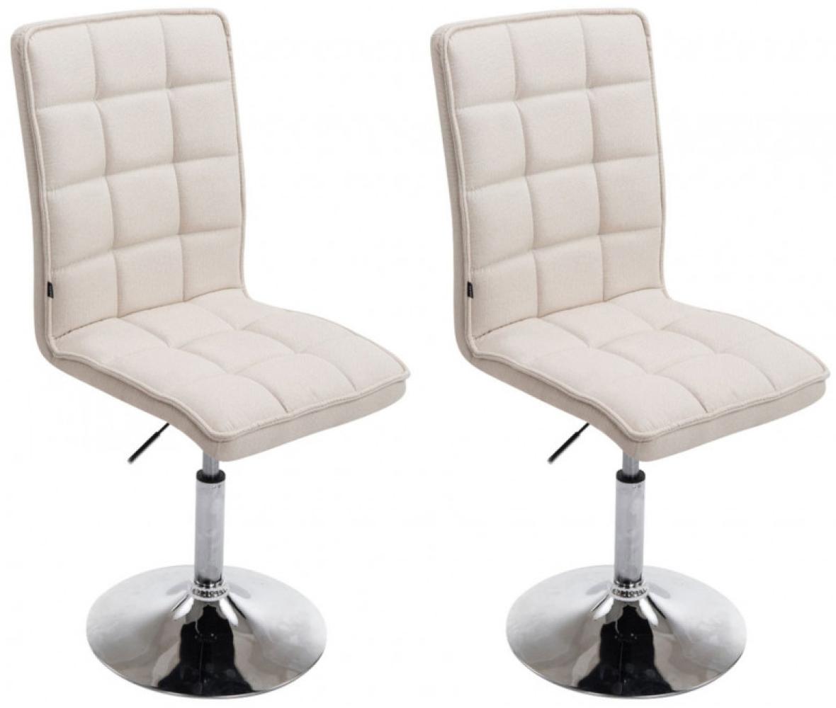 CLP 2er Set Esszimmerstühle Peking V2 mit hochwertiger Polsterung und Stoffbezug I höhenverstellbare Lehnstühle, Farbe:Creme Bild 1