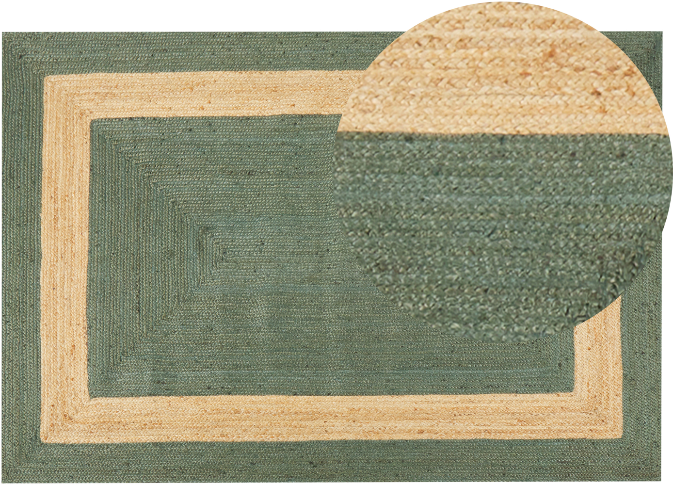 Teppich Jute grün beige 160 x 230 cm geometrisches Muster Kurzflor KARAKUYU Bild 1