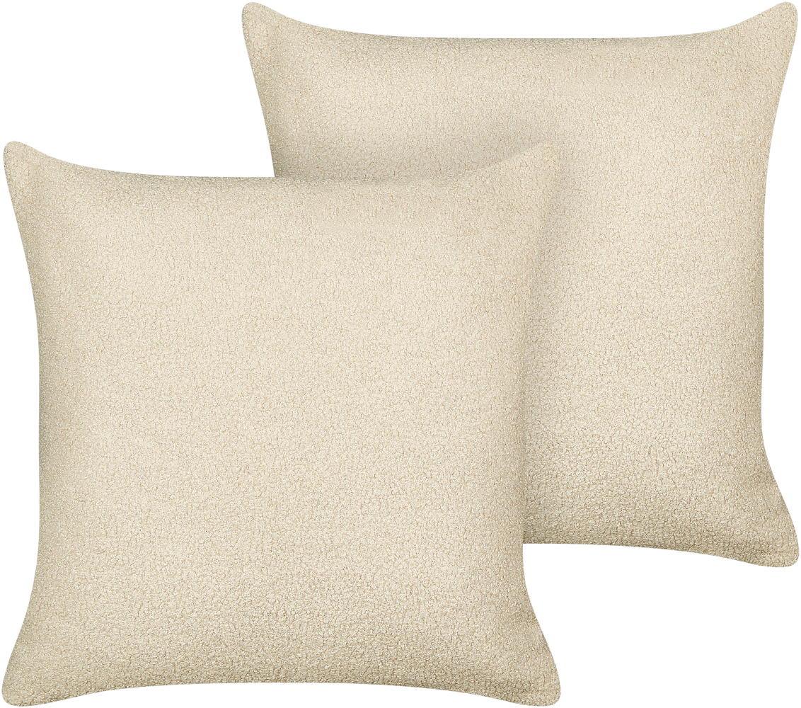 Kissen 2er Set Bouclé Beige LEUZEA 45 x 45 cm Bild 1