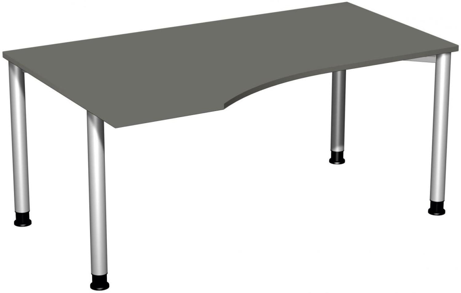 PC-Schreibtisch links, höhenverstellbar, 160x100cm, Graphit / Silber Bild 1