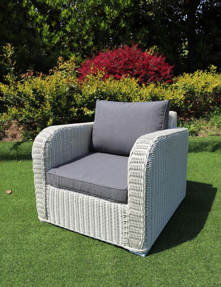 Lounge Sessel VITA Eierschalenweiß rundes Polyrattan Armlehnsessel Gartenmöbel Bild 1