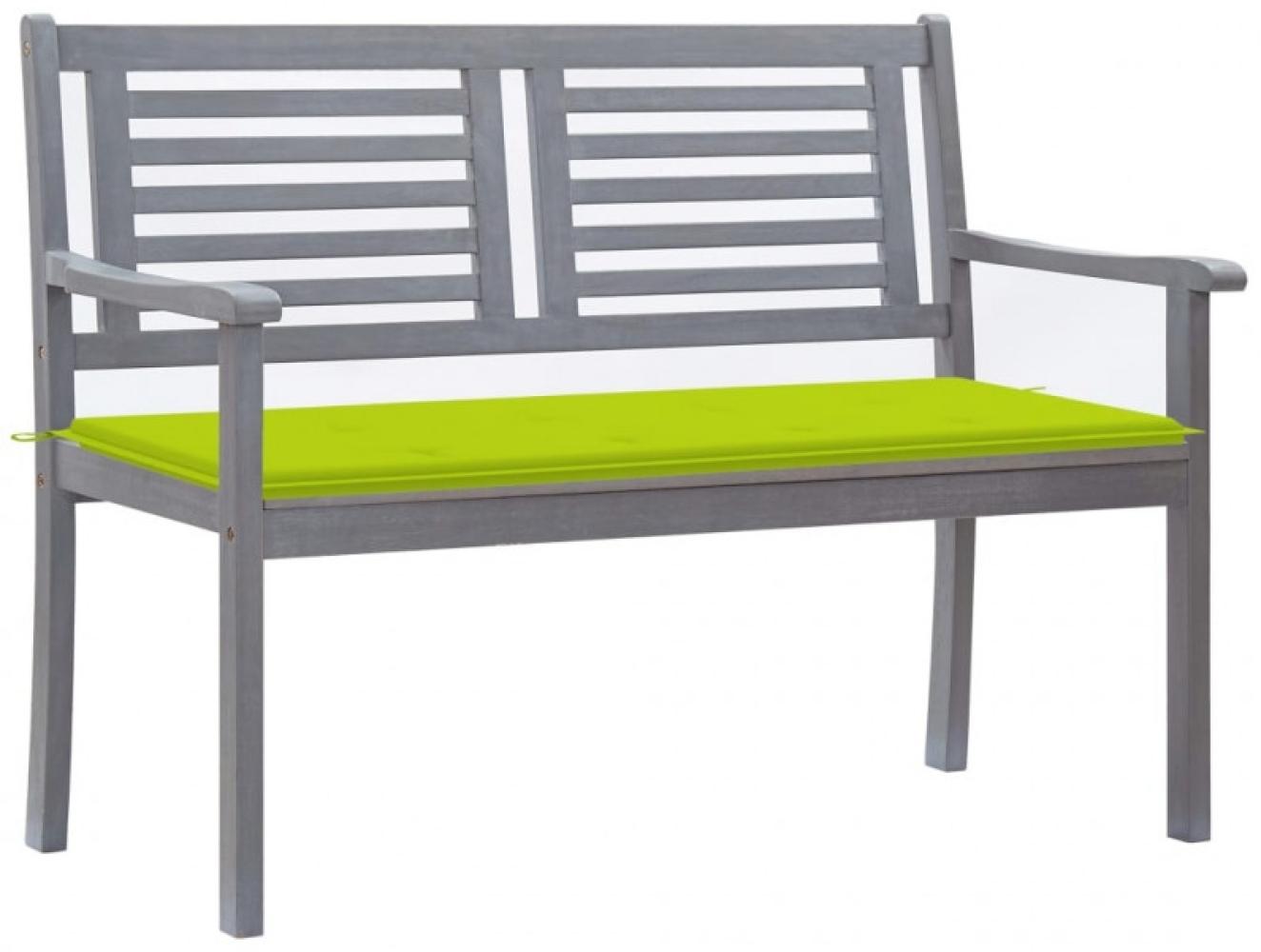 2-Sitzer-Gartenbank mit Auflage 120 cm Grau Eukalyptusholz Bild 1
