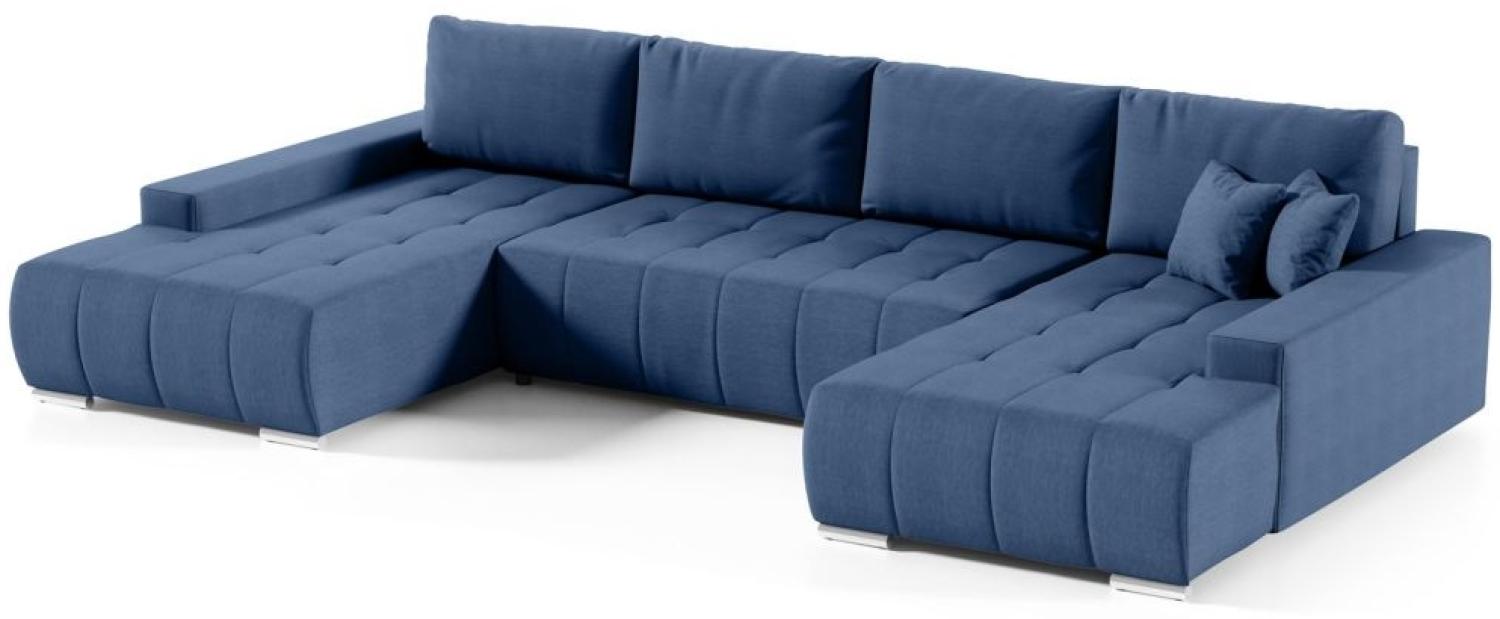 Wohnlandschaft Sofa mit Schlaffunktion VOGAR Stoff Aulla Blau Bild 1