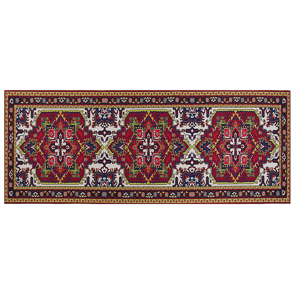 Teppich rot 80 x 200 cm orientalisches Muster Kurzflor COLACHEL Bild 1