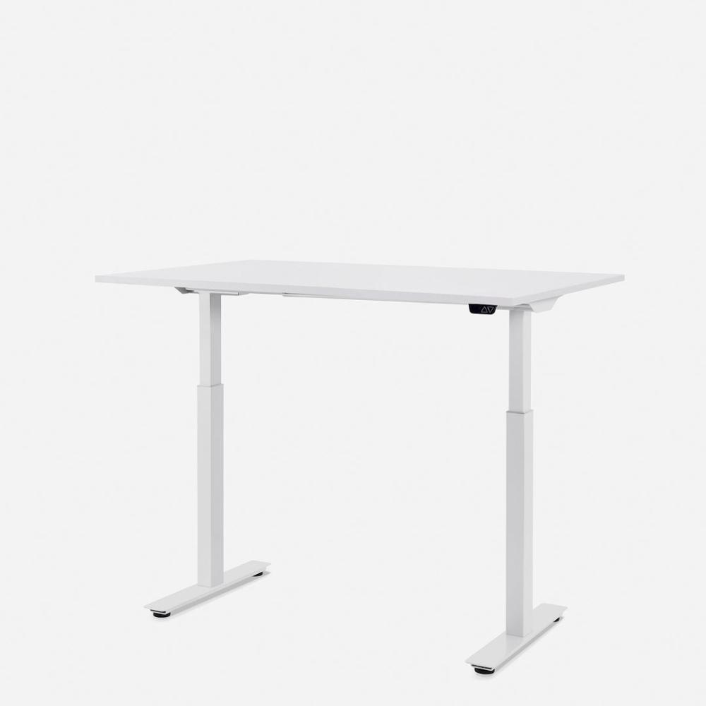 120 x 80 cm WRK21® SMART - Weiss Uni / Weiss elektrisch höhenverstellbarer Schreibtisch Bild 1