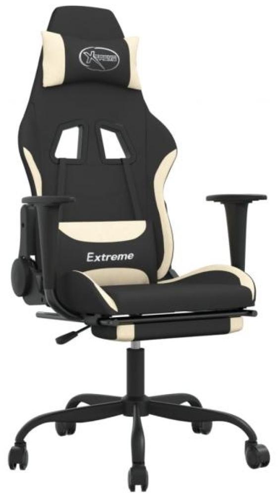 Gaming-Stuhl mit Fußstütze Schwarz und Creme Stoff Bild 1