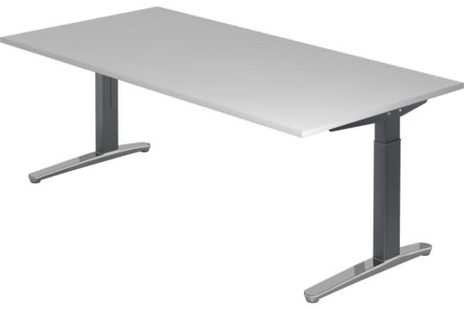 'XB2E' Schreibtisch C-Fuß poliert 200x100cm Grau/Graphit Bild 1