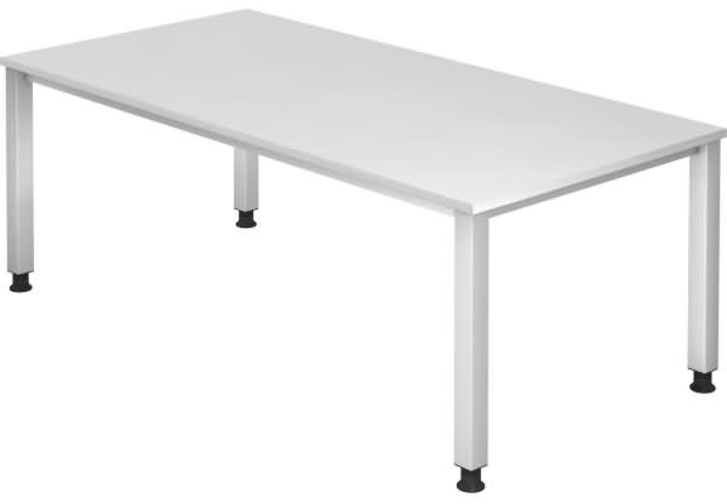 Schreibtisch QS2E 4-Fuß eckig 200x100cm Weiß Gestellfarbe: Silber Bild 1