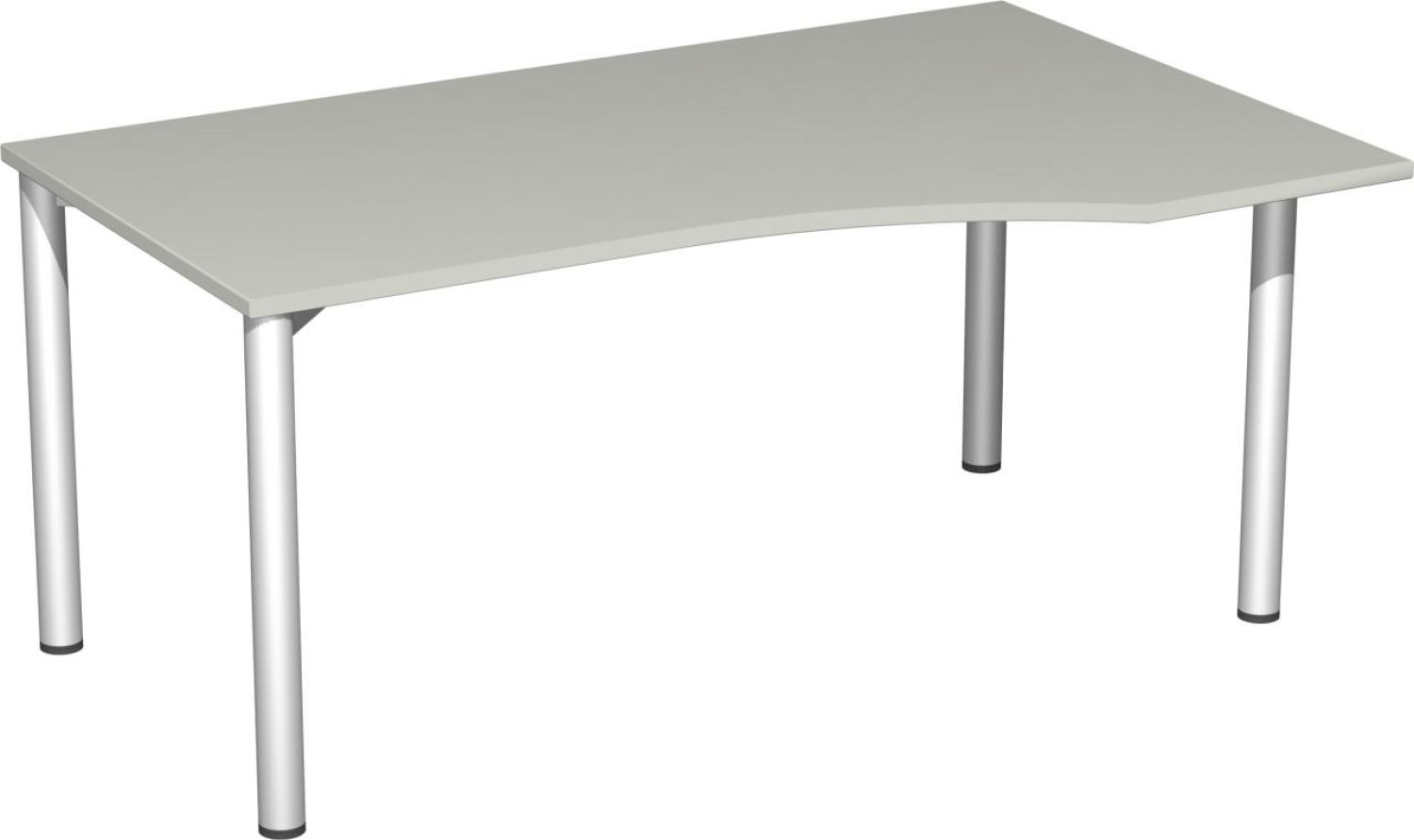 PC-Schreibtisch '4 Fuß Flex' rechts, 160x100cm, Lichtgrau / Silber Bild 1