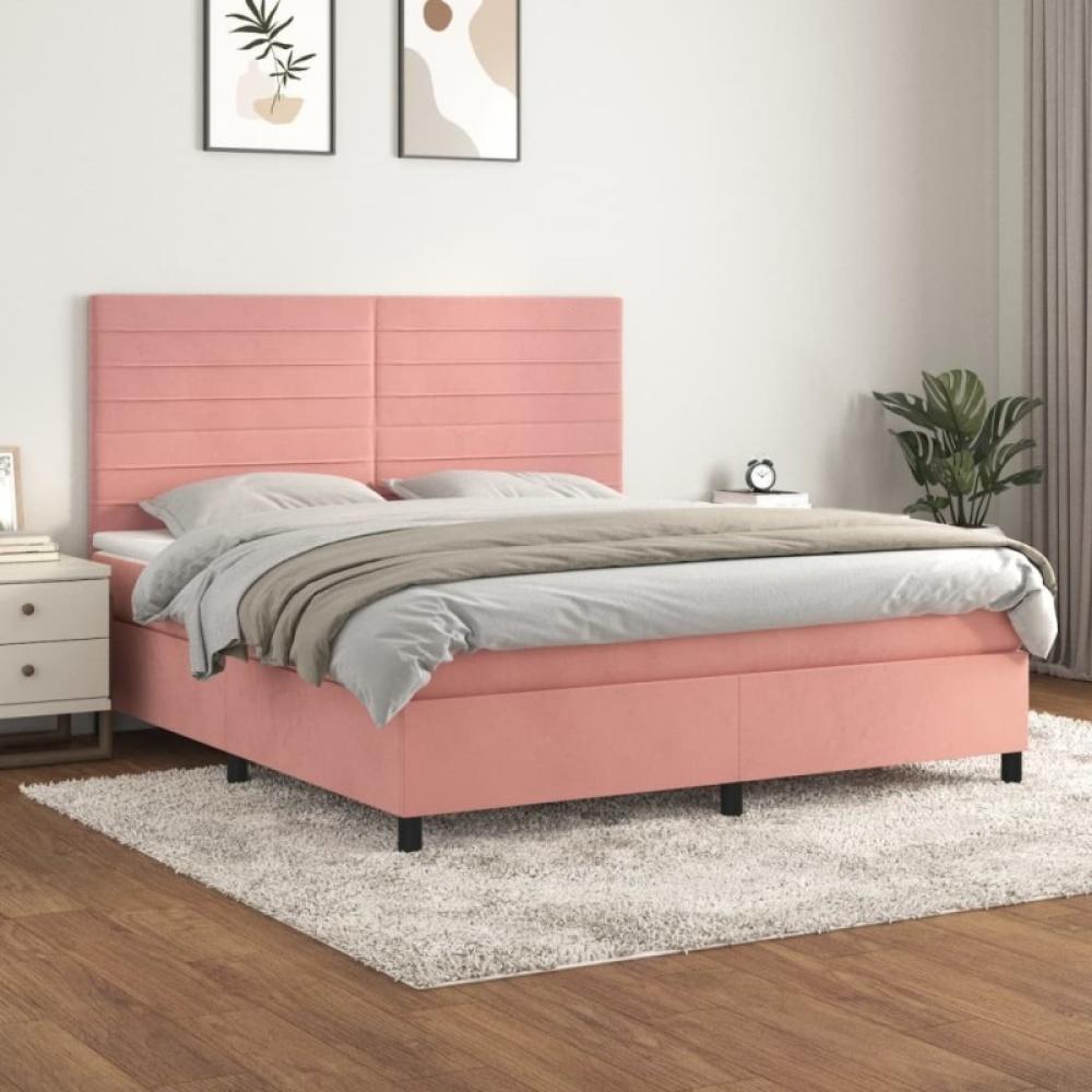 Boxspringbett mit Matratze Rosa 180x200 cm Samt (Farbe: Rosa) Bild 1