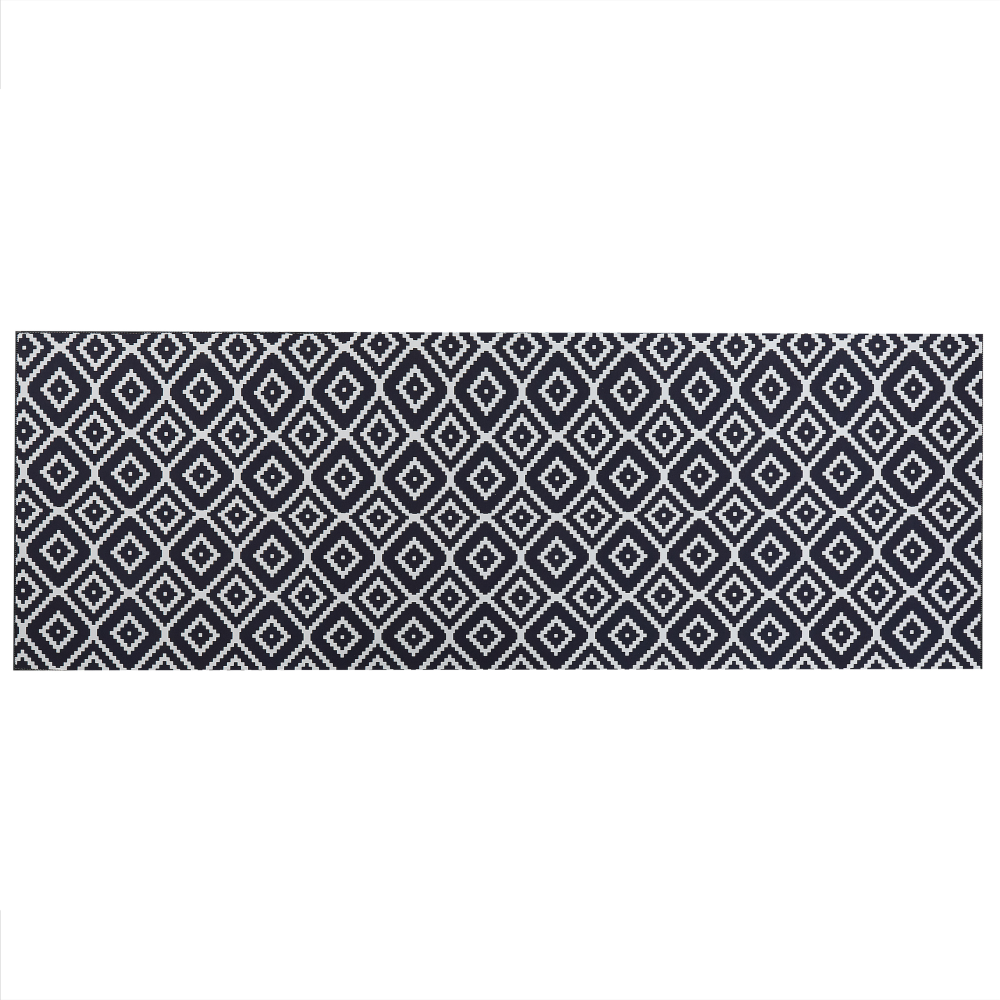 Teppich schwarz weiß 70 x 200 cm geometrisches Muster Kurzflor KARUNGAL Bild 1
