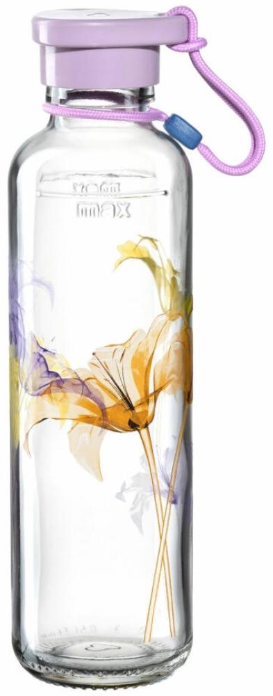 Leonardo Flasche In Giro Flower, Trinkflasche, Getränkeflasche, Wasserflasche, Glasflasche, Glas, Violett, 500 ml, 029111 Bild 1