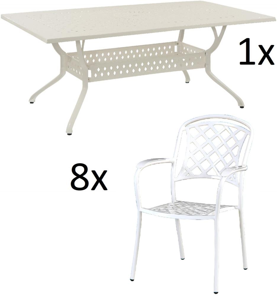 Inko 9-teilige Sitzgruppe Alu-Guss weiß Tisch 215x107x74 cm cm mit 8 Sesseln Tisch 215x107 cm mit 8x Sessel Capri Bild 1
