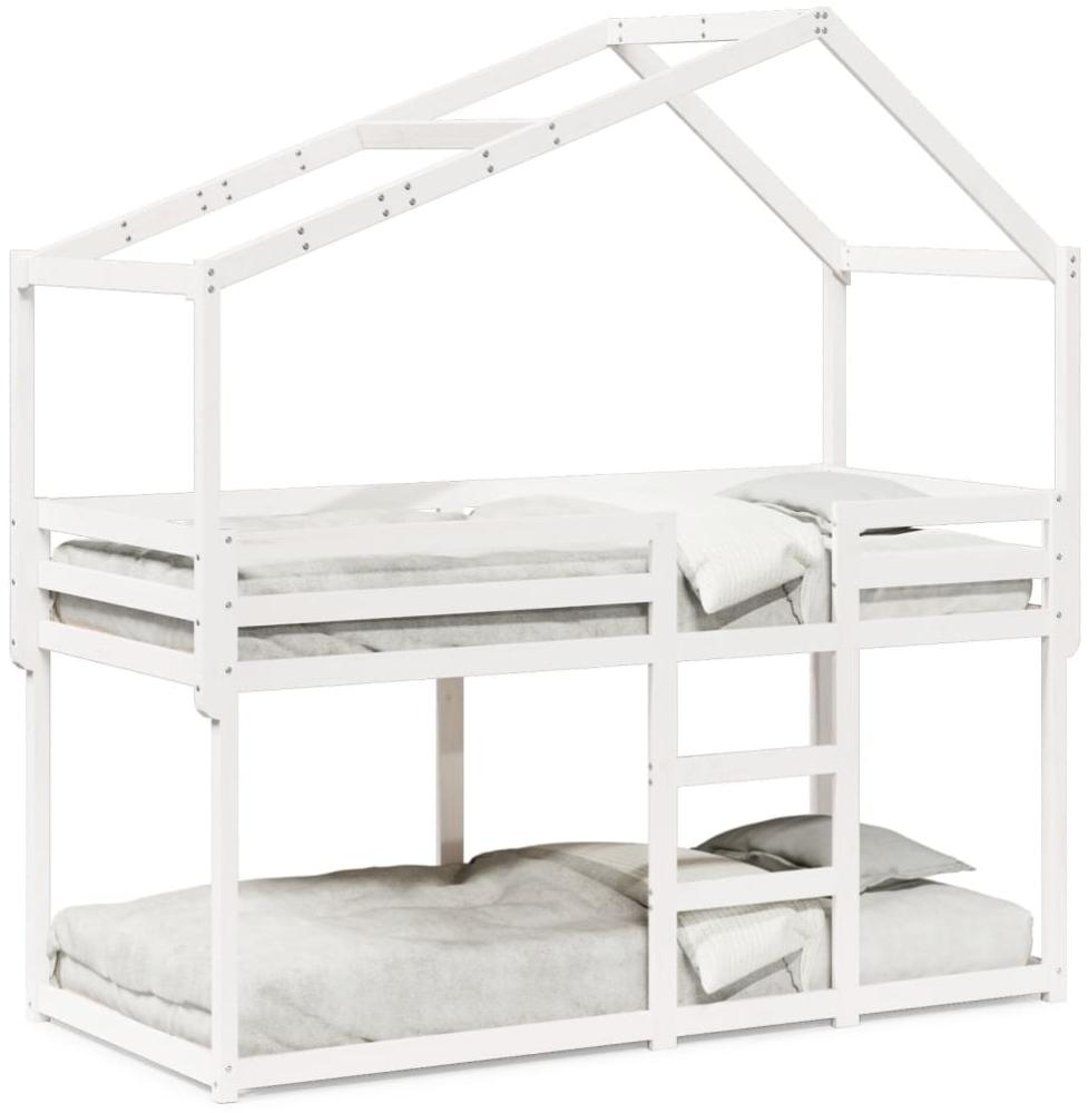 Etagenbett mit Dach Weiß 75x190 cm Massivholz Kiefer 3282050 Bild 1