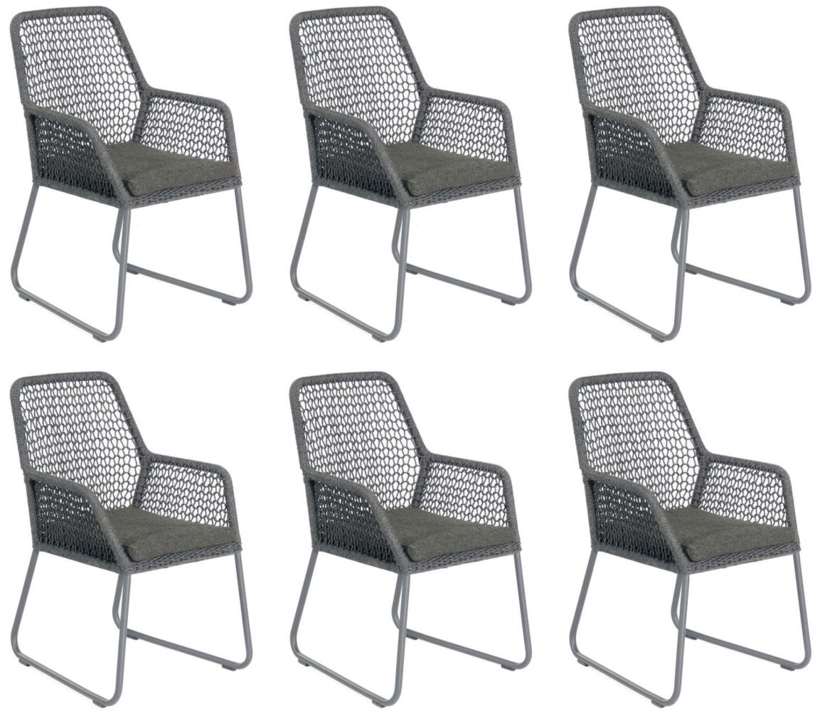 Sonnenpartner 6er-Set Gartensessel Poison Aluminium mit Polyrope dunkelgrau Gartenstuhl Sessel Bild 1