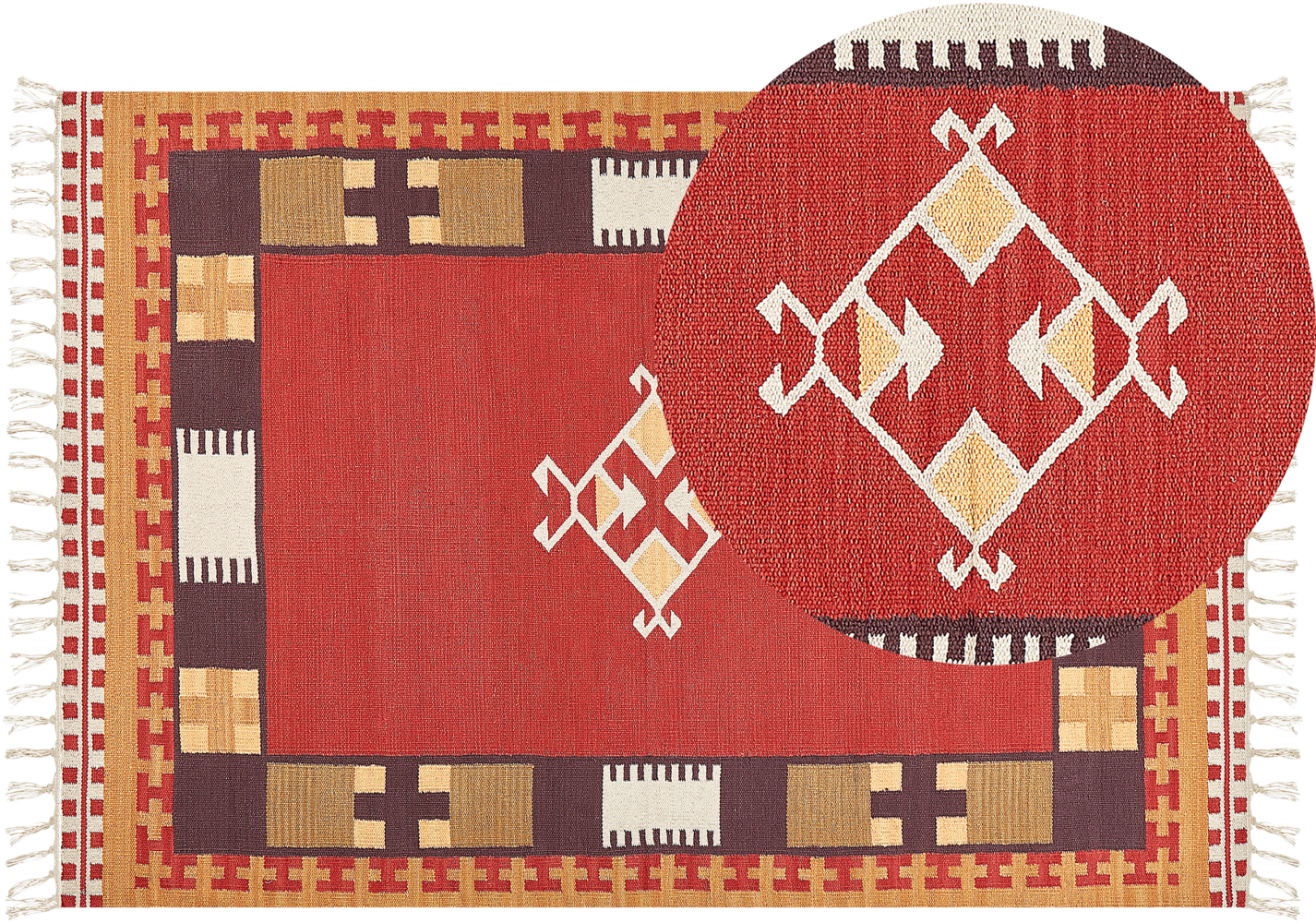 Kelim Teppich Baumwolle mehrfarbig 160 x 230 cm geometrisches Muster Kurzflor PARAKAR Bild 1