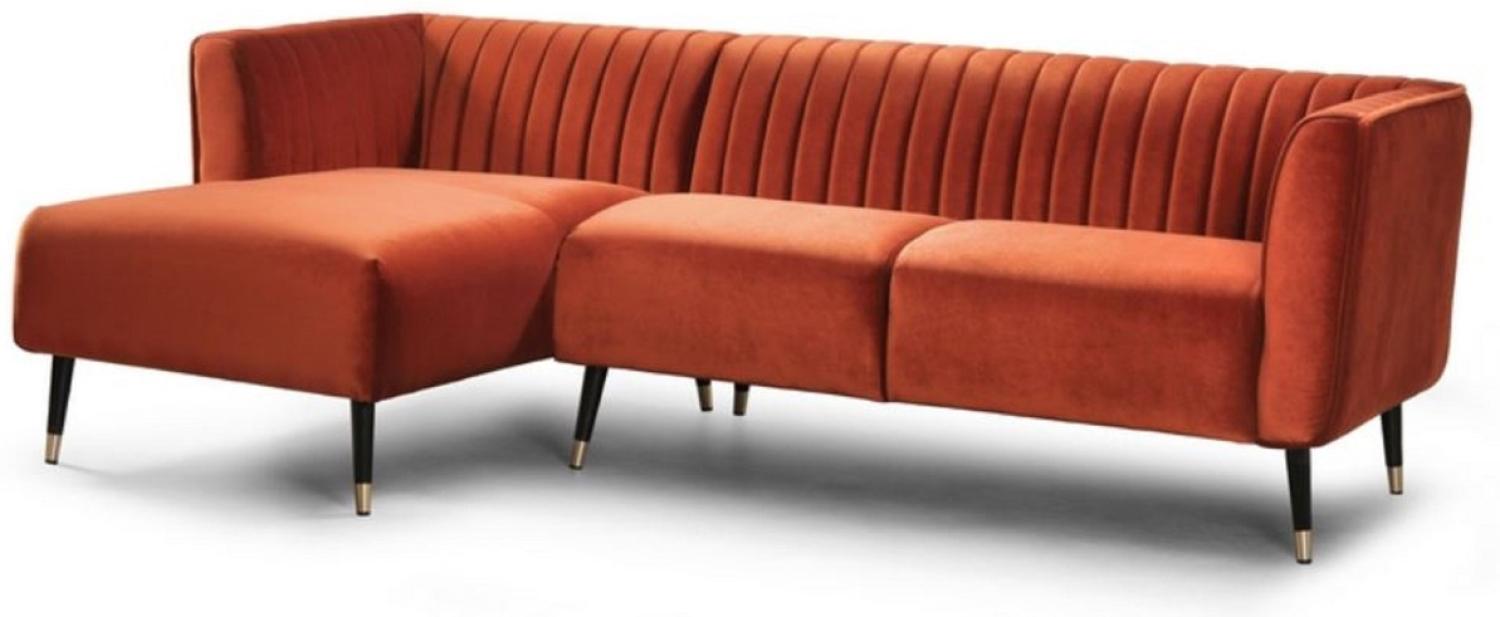 Casa Padrino Luxus Ecksofa Orange / Schwarz / Messingfarben 250 x 150 x H. 87 cm - Modernes Wohnzimmer Sofa - Moderne Wohnzimmer Möbel - Luxus Kollektion Bild 1