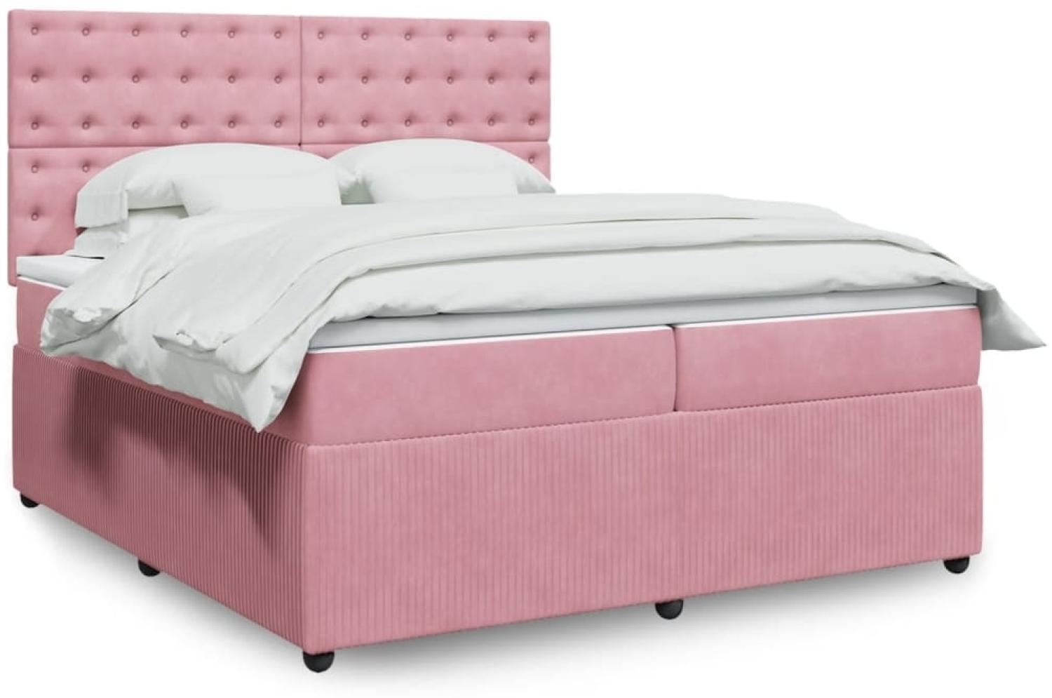 vidaXL Boxspringbett mit Matratze Rosa 200x200 cm Samt 3292447 Bild 1