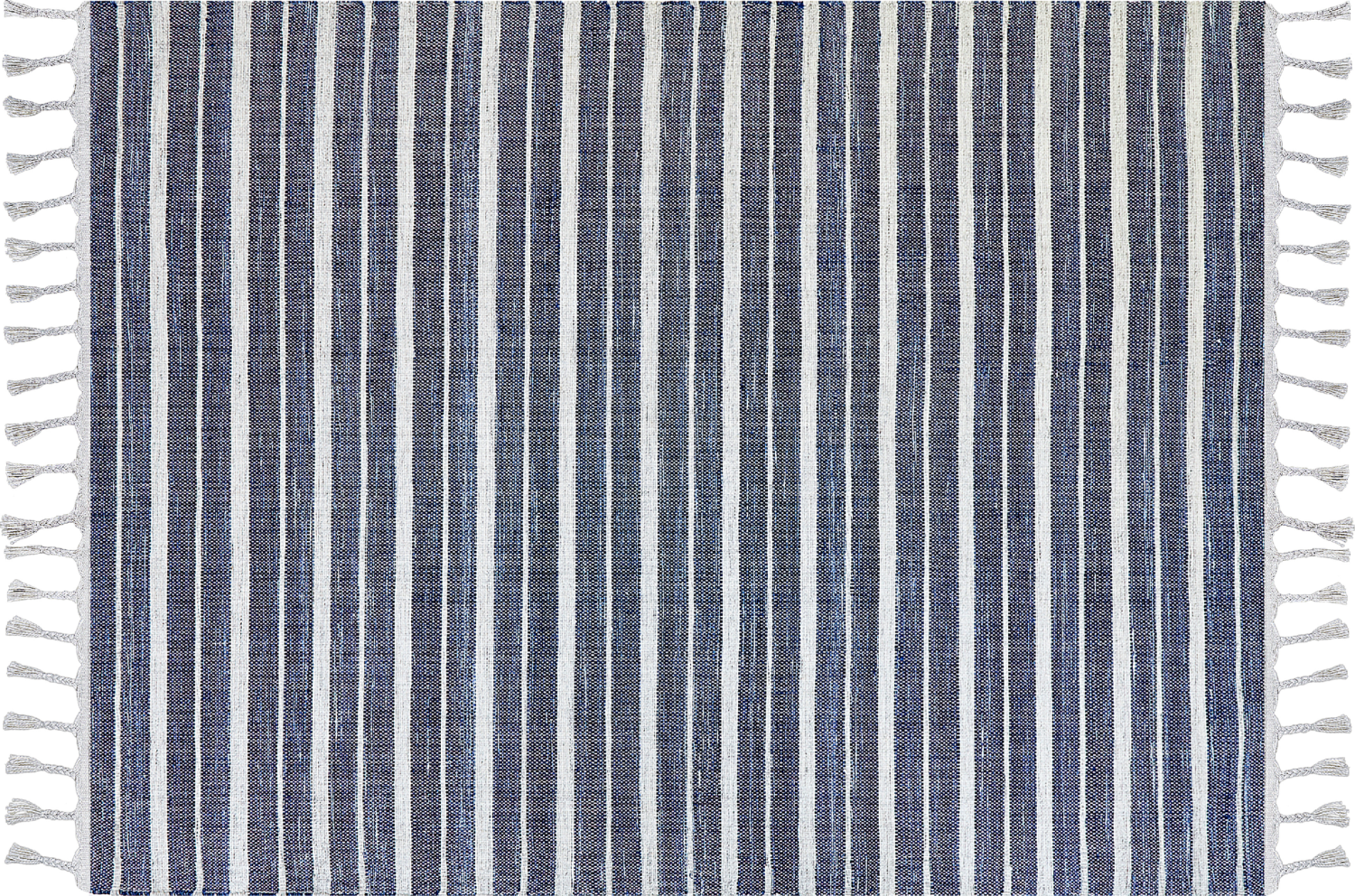 Outdoor Teppich dunkelblau weiß 140 x 200 cm Streifenmuster Kurzflor BADEMLI Bild 1