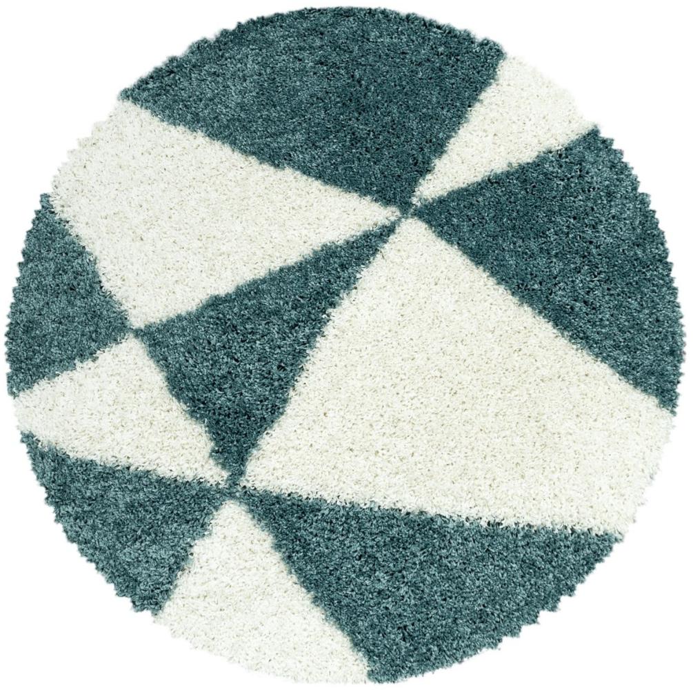 Hochflor Teppich Tarra rund - 200 cm Durchmesser - Blau Bild 1
