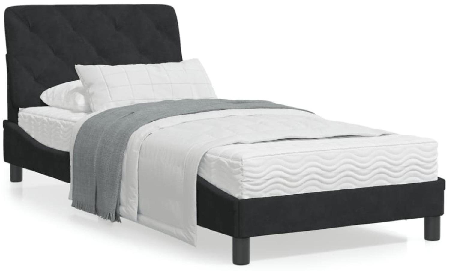 vidaXL Bett mit Matratze Schwarz 90x200 cm Samt Bild 1