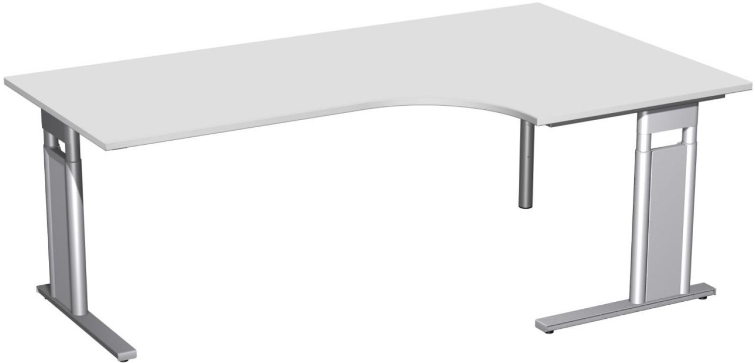 PC-Schreibtisch 'C Fuß Pro' rechts, höhenverstellbar, 200x120cm, Lichtgrau / Silber Bild 1