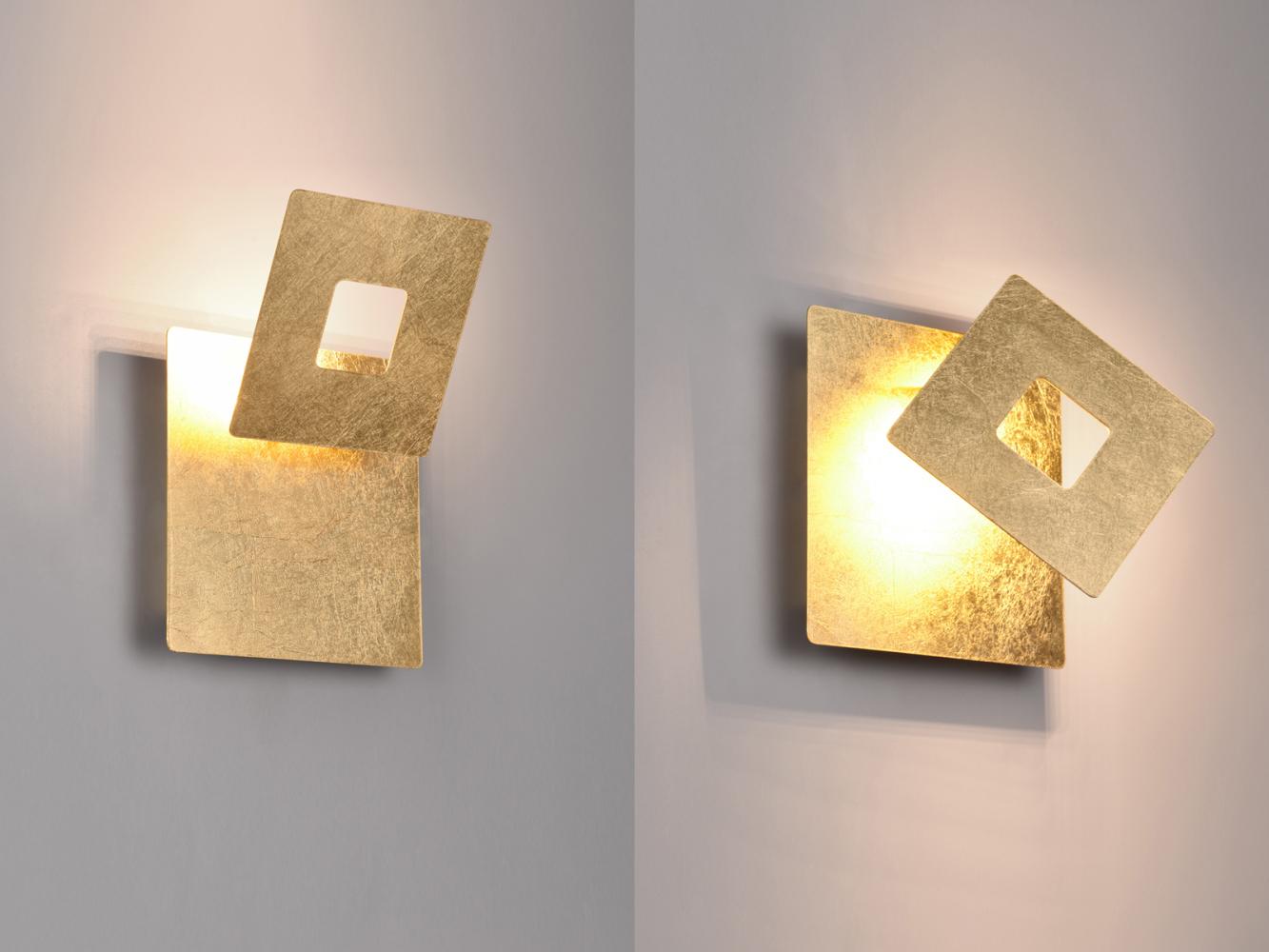 2-er Set LED Wandleuchten mit indirekter Beleuchtung, Gold Höhe 18cm Bild 1