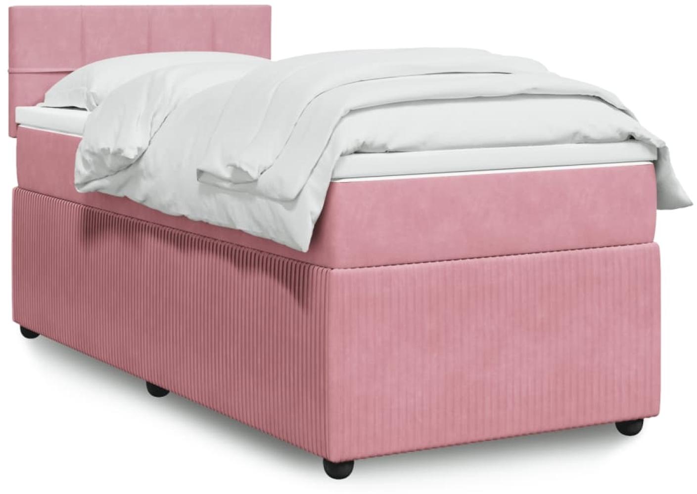 vidaXL Boxspringbett mit Matratze Rosa 90x190 cm Samt 3289931 Bild 1