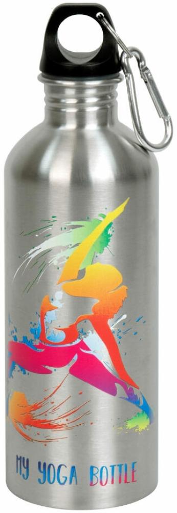 Könitz Flasche Cool Bottle - Yoga, Thermoflasche, Outdoorflasche, Doppelwandig mit Verschluss, Edelstahl, Silbern, 600 ml, 11 9 244 2627 Bild 1