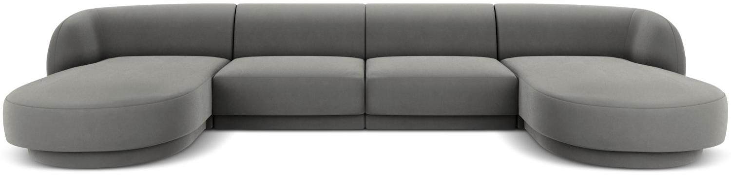 Micadoni 5-Sitzer Samtstoff Panorama Sofa Miley | Bezug Light Grey | Beinfarbe Black Plastic Bild 1