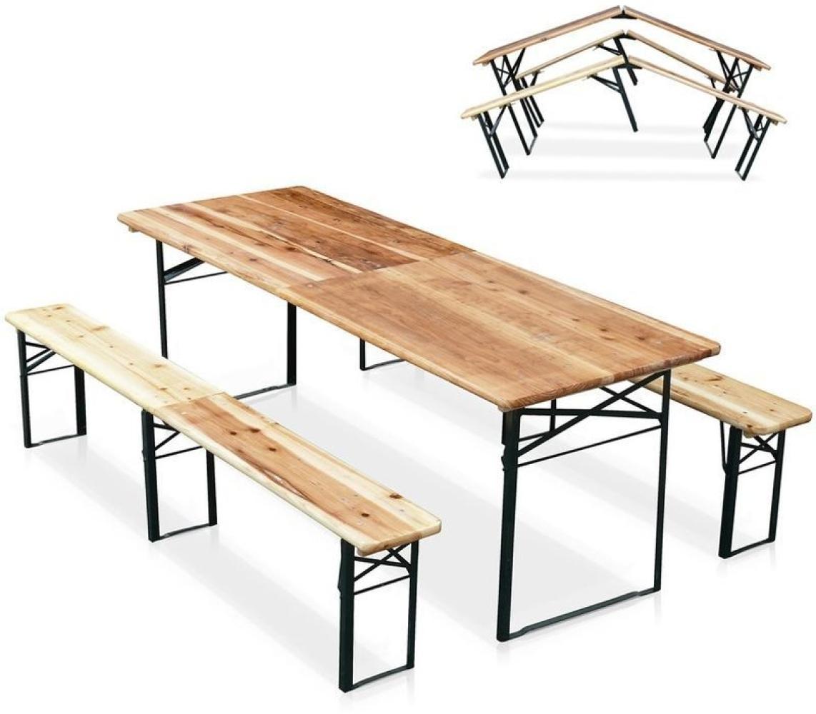 Wood Decor - 10er Set Bierzeltgarnitur Tisch und Bierbänke Klappbar Holz Biergarten Festzelt 220x80 Bild 1