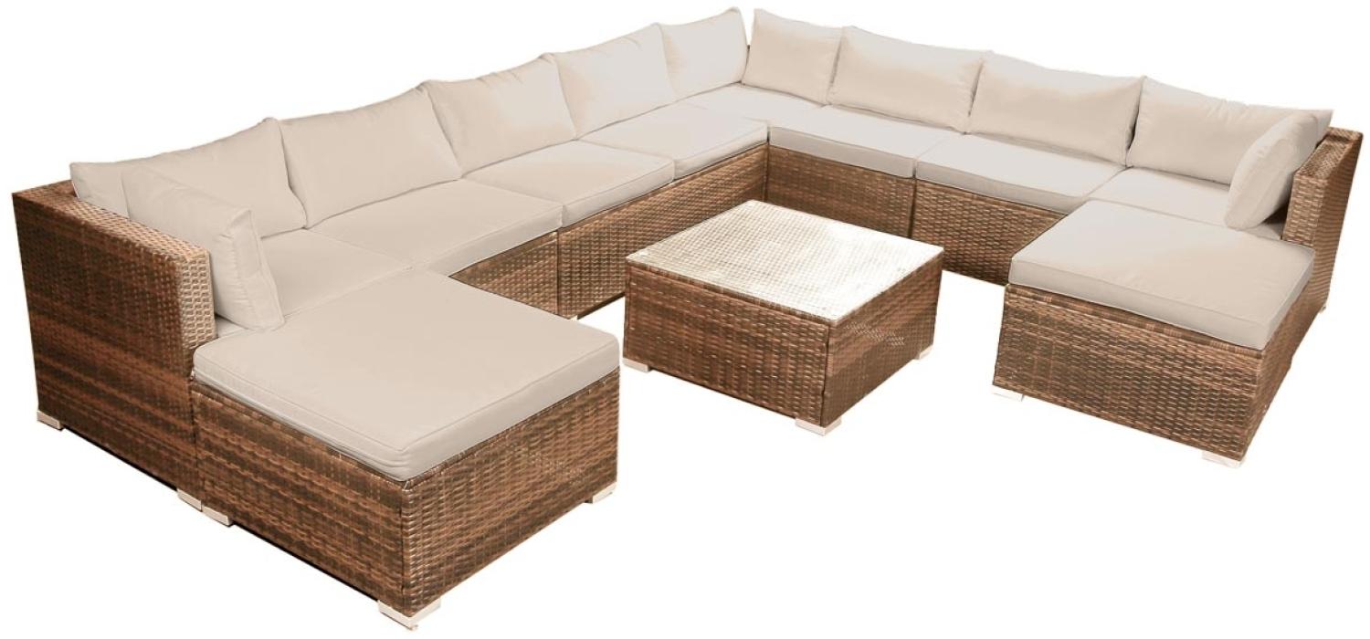 BRAST Gartenmöbel Lounge Sofa Couch Set Freedom Braun Poly-Rattan für 9 Personen Bild 1