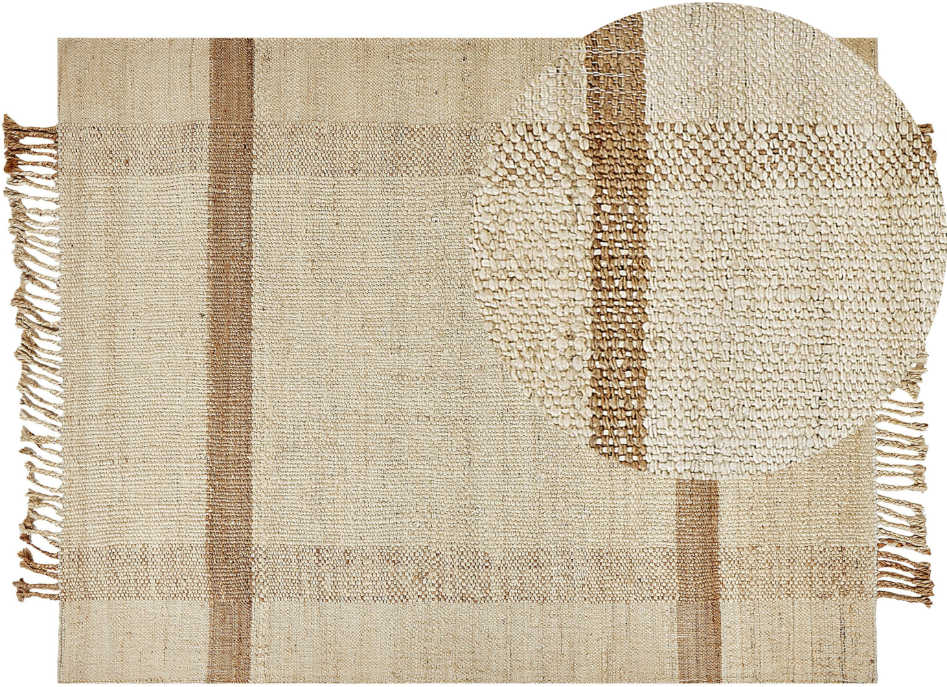 Teppich Jute sandbeige 160 x 230 cm geometrisches Muster Kurzflor YELMEZ Bild 1