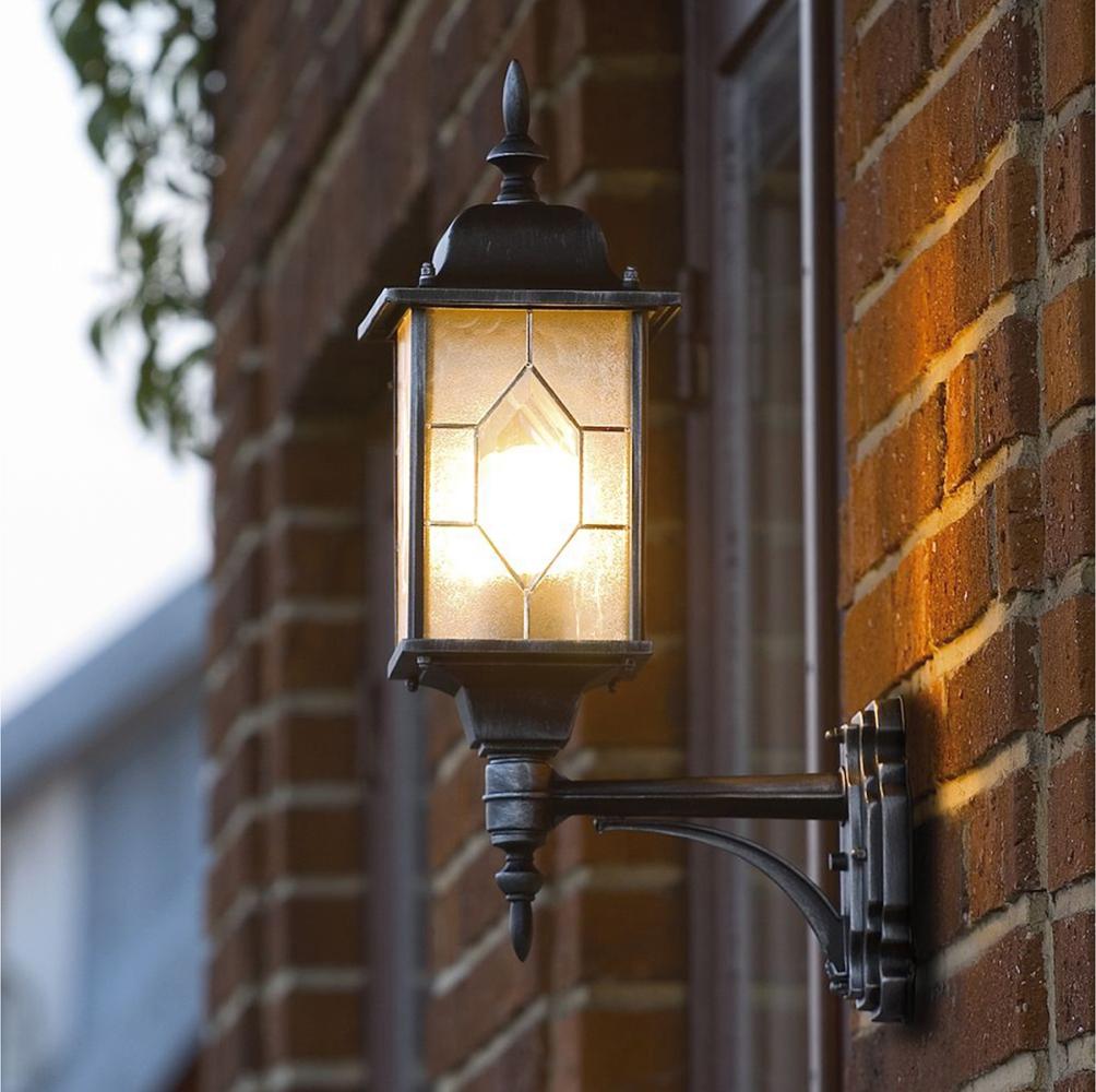 LED Außen Wandlaterne stehend im Landhausstil, schwarz, Höhe 53cm Bild 1