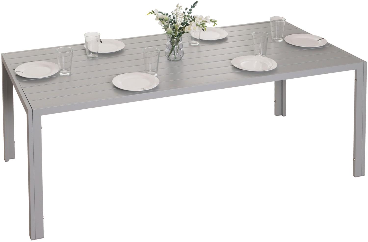 Alu-Esstisch HWC-N40, Tisch Bistrotisch Gartentisch Balkontisch, wetterfest 180x80cm ~ hellgrau Bild 1