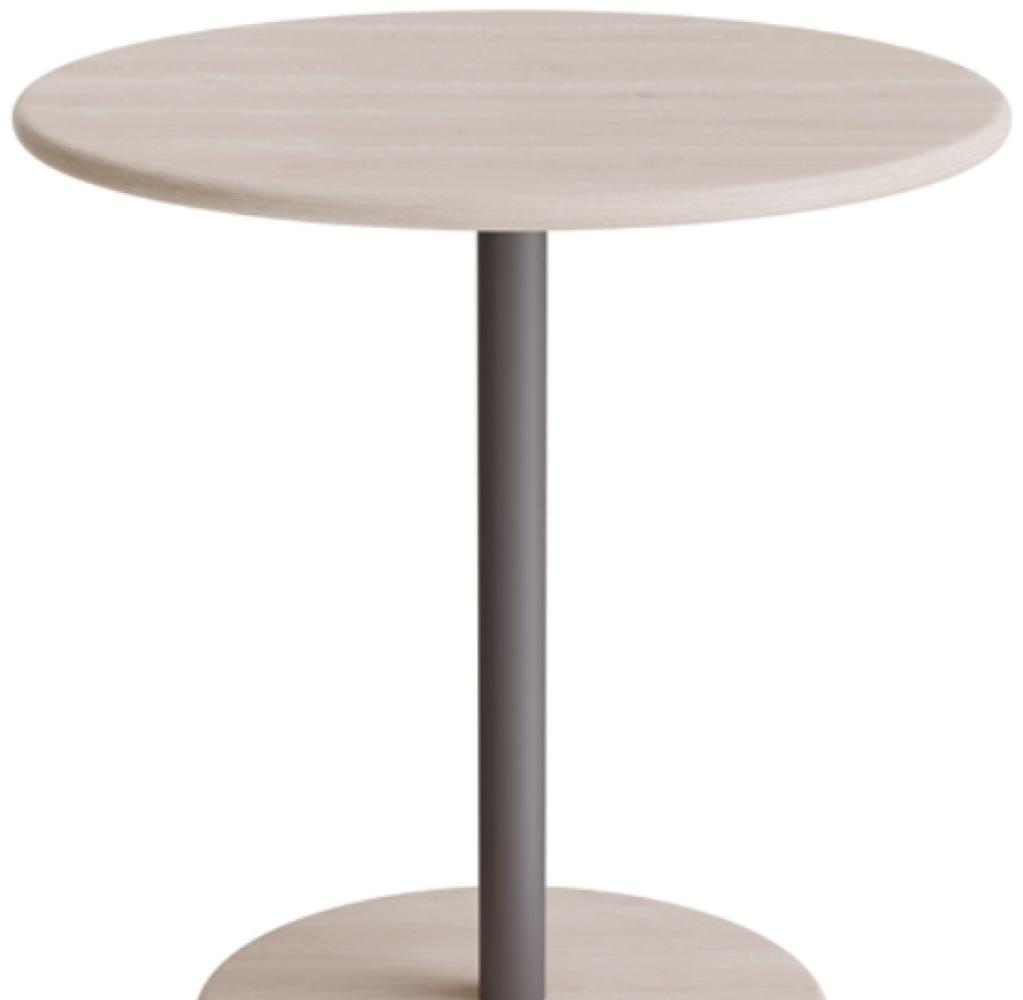 Tisch Donut Ø700 mm Höhe 720 mm weiß pigmentierte Esche auf grauem Gestell Bild 1