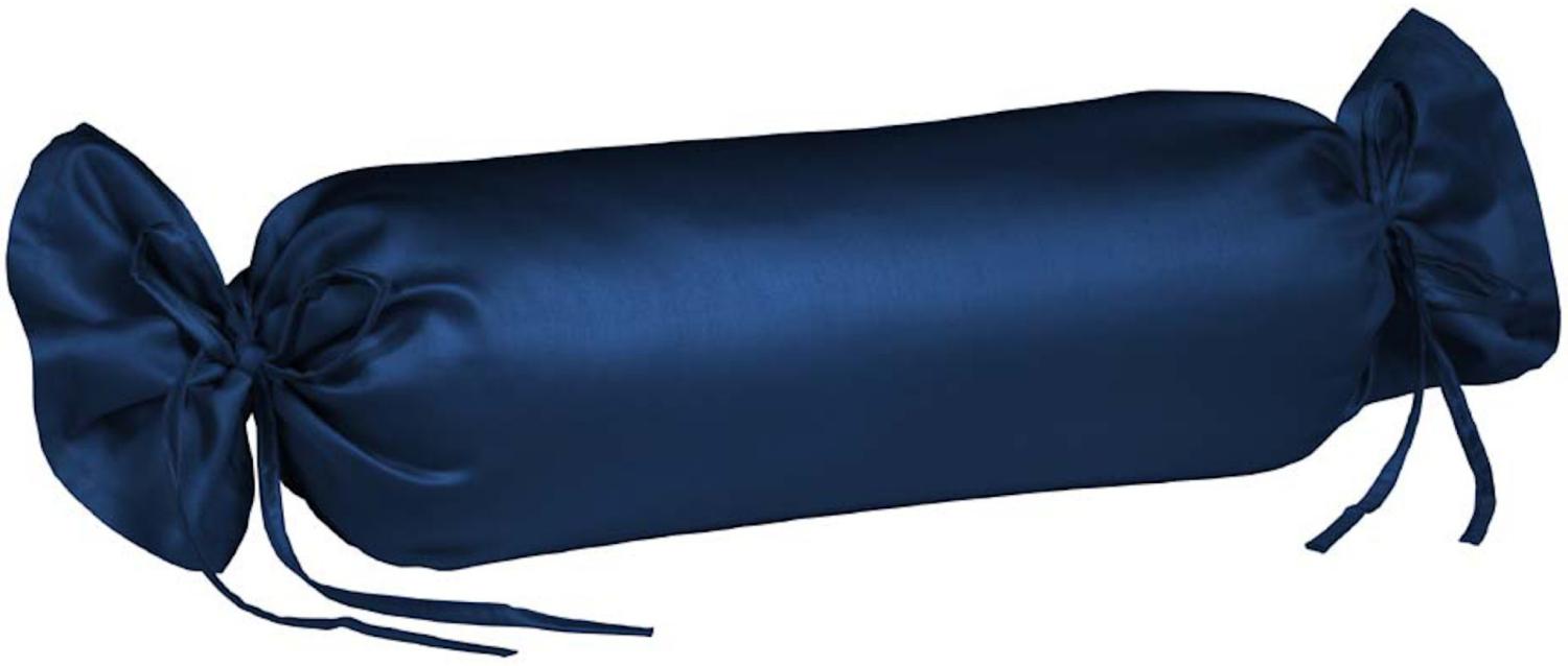 Fleuresse Interlock-Jersey-Kissenbezug uni colours dunkelblau 6061 Größe 40 x 15 cm Nackenrolle Bild 1