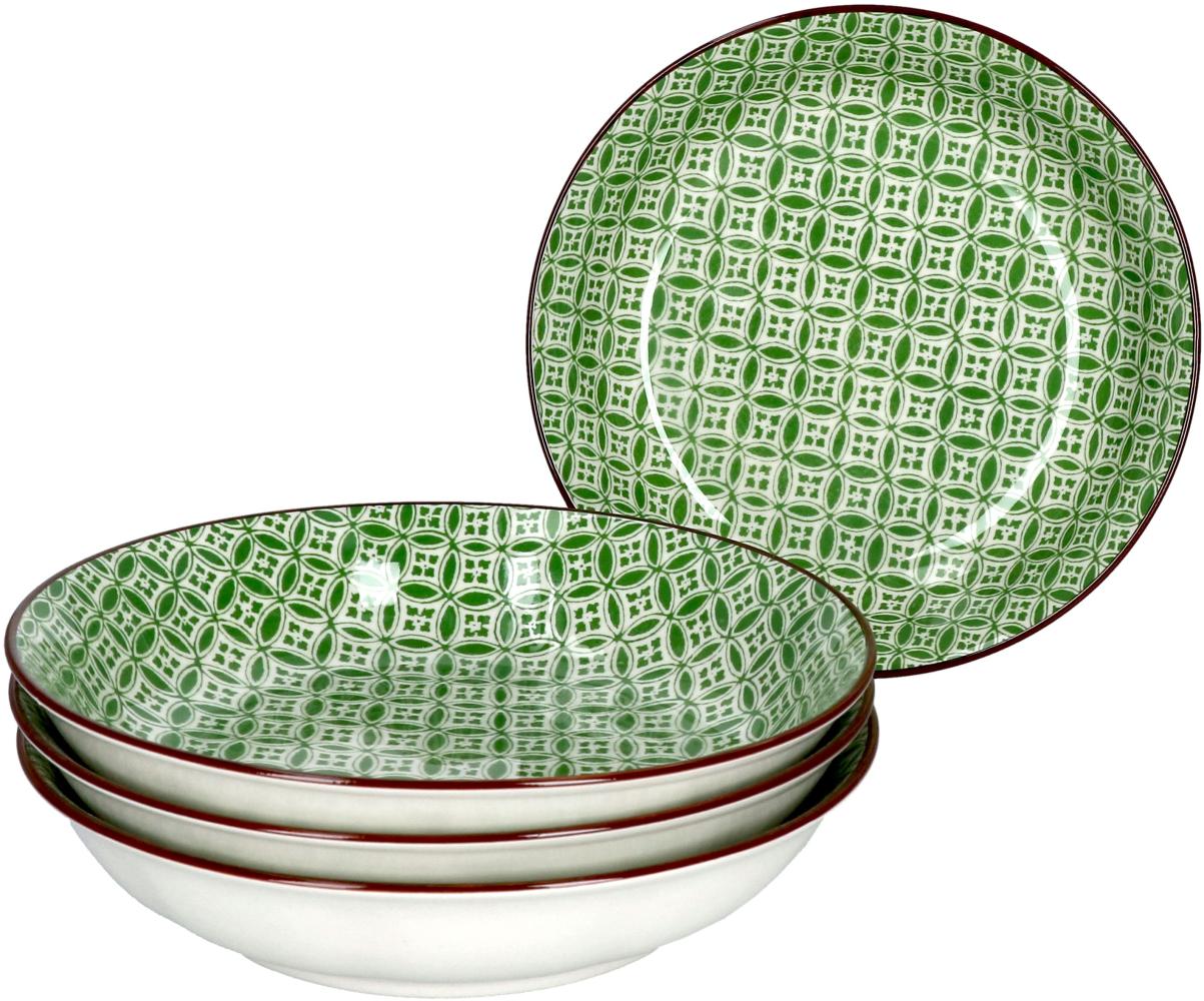 Lime Sao 4-tlg. Suppenteller Set Ø 20 cm Grünes Dekor Soup Porzellan Ritzenhoff Bild 1